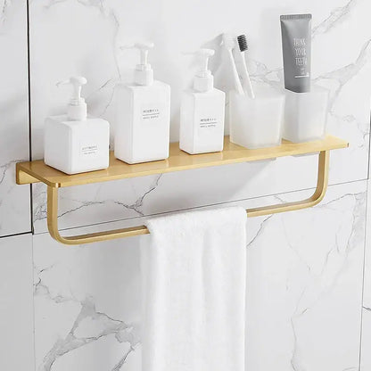 Modern brushed gold bathroom set towel rack and shelf hardware