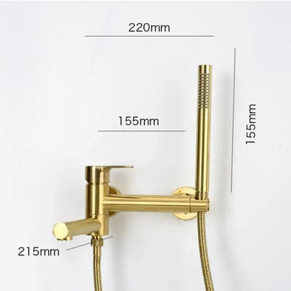 Modern brushed gold bathtub shower set with faucet for bathroom