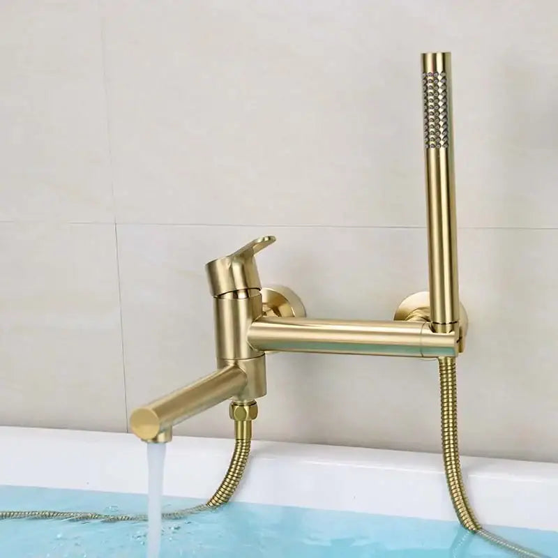 Modern brushed gold bathtub shower set with faucet for bathroom