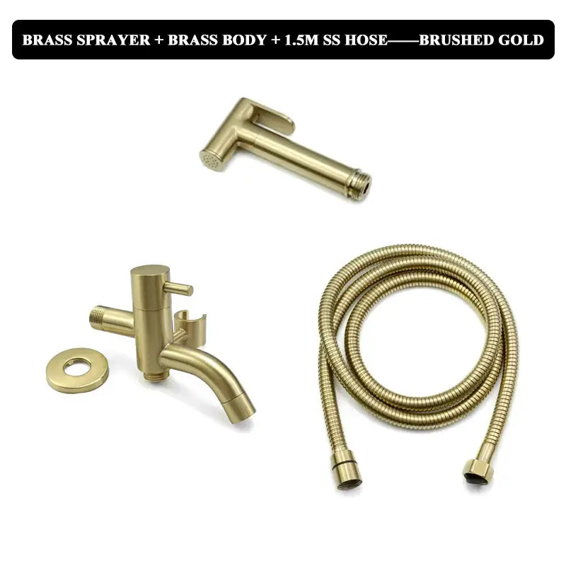 Modern brushed gold bidet faucet set bathroom handheld shower sprayer