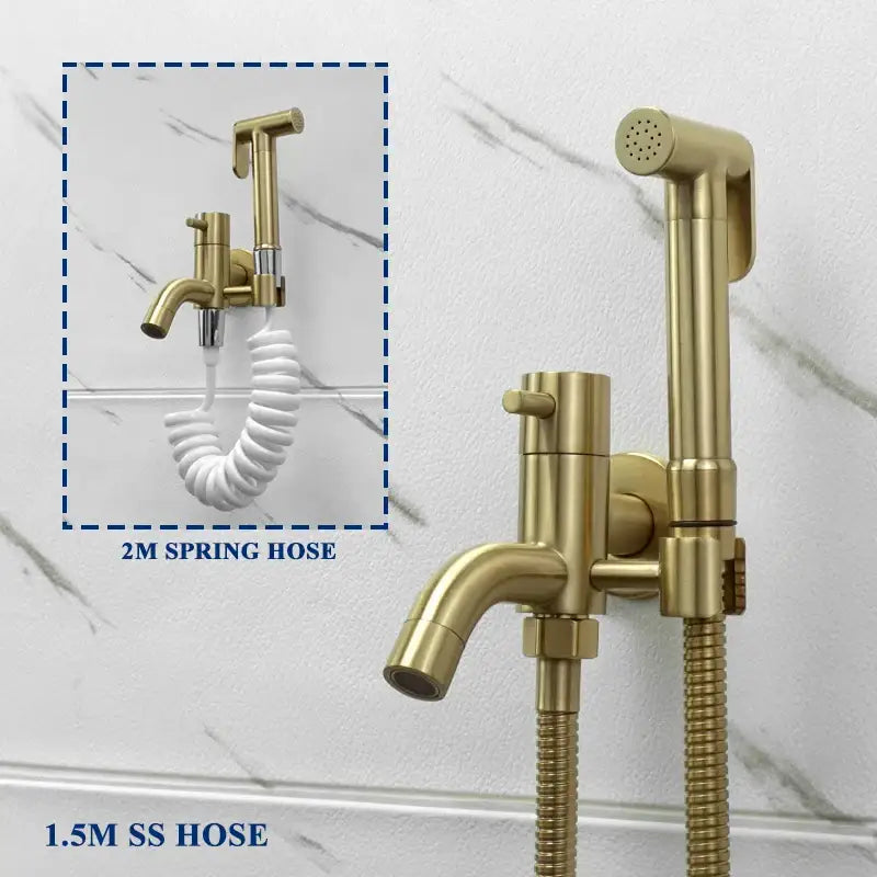 Modern brushed gold bidet faucet set bathroom handheld shower sprayer