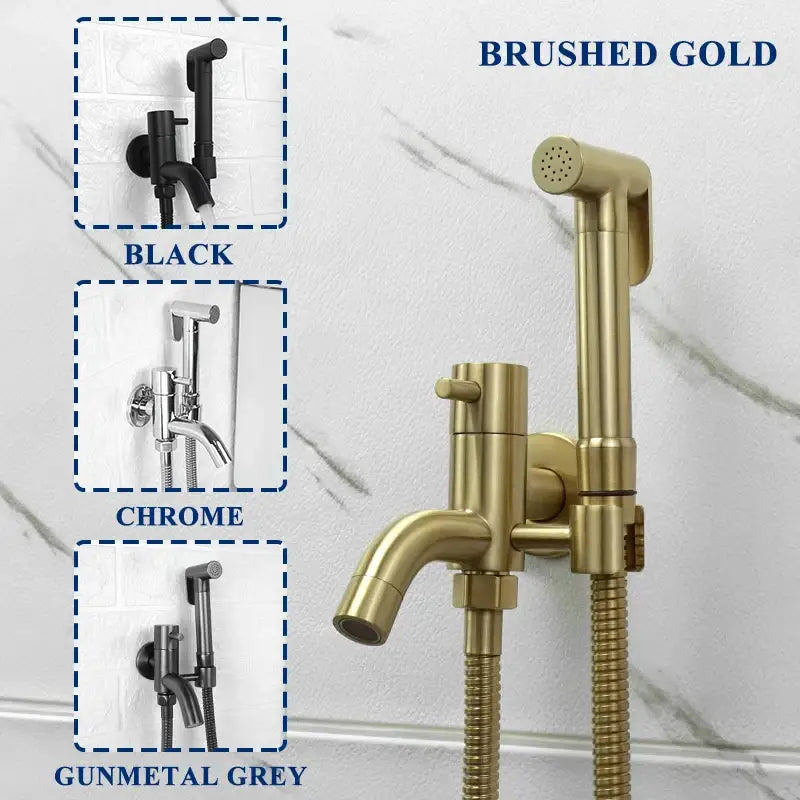 Modern brushed gold bidet faucet set bathroom handheld shower sprayer