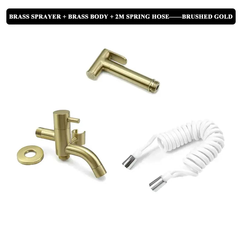 Modern brushed gold bidet faucet set bathroom handheld shower sprayer