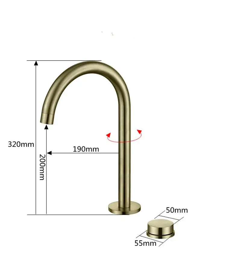 Modern brushed gold & black basin faucet kitchen rotating tap