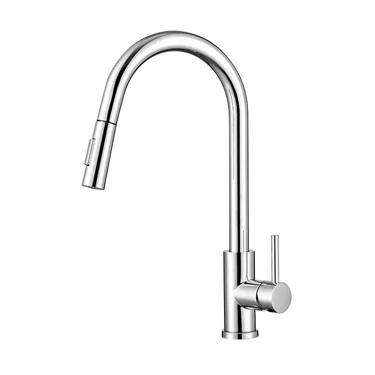 Modern brushed gold & black kitchen faucet with pull out hose