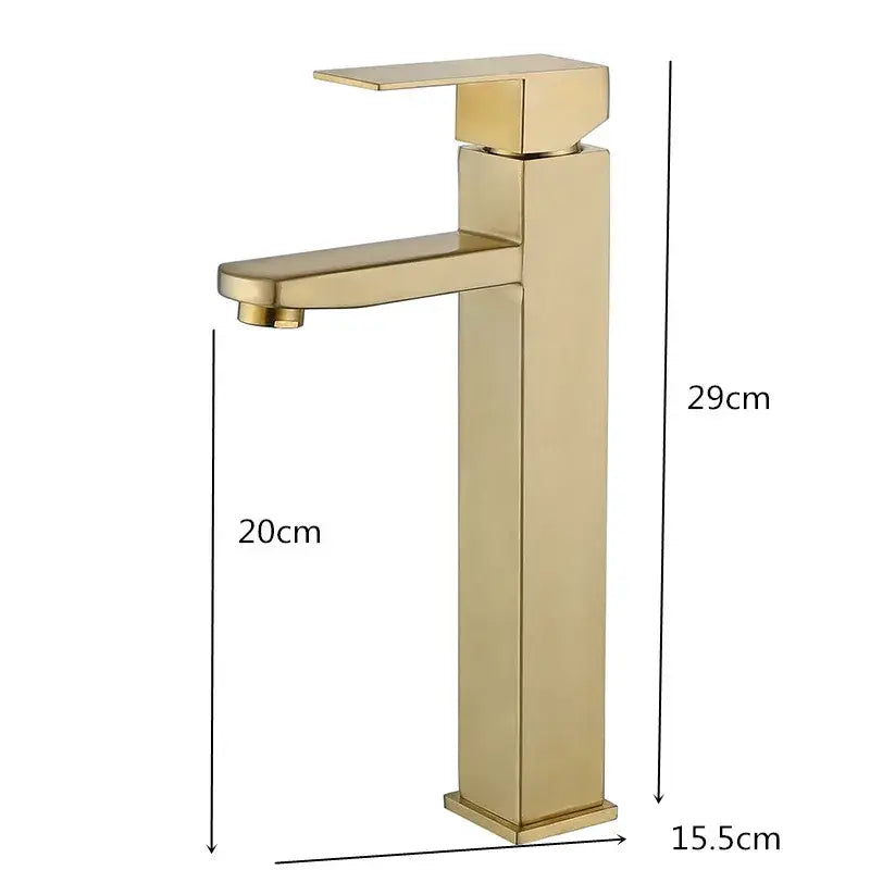 Modern brushed gold & black rectangular basin tap bathroom sink mixer