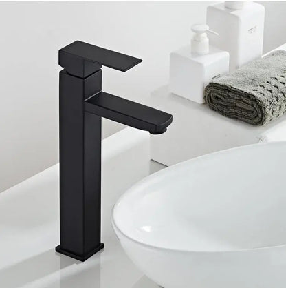 Modern brushed gold & black rectangular basin tap bathroom sink mixer