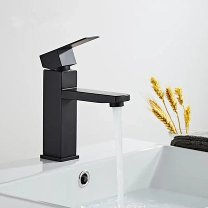 Modern brushed gold & black rectangular basin tap bathroom sink mixer