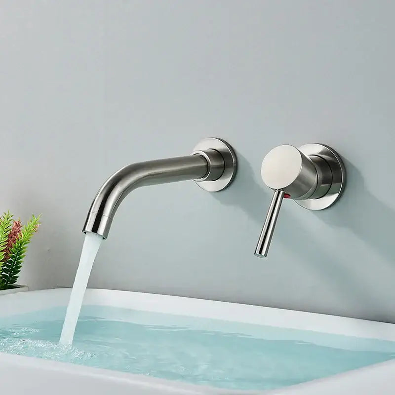 Modern brushed gold & black wall mounted basin faucet bathroom mixer