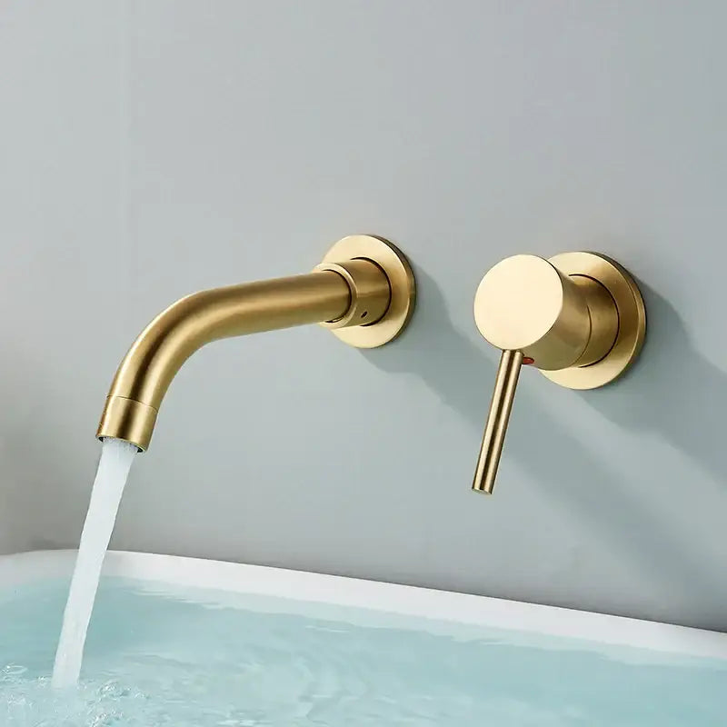 Modern brushed gold & black wall mounted basin faucet bathroom mixer