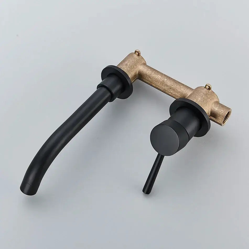 Modern brushed gold & black wall mounted basin faucet bathroom mixer