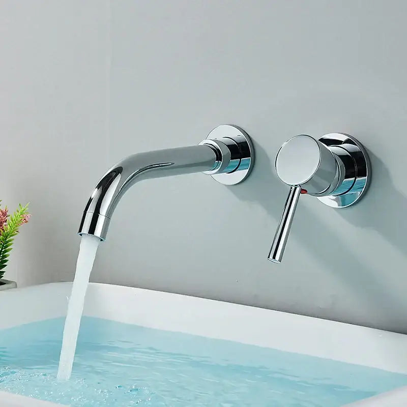 Modern brushed gold & black wall mounted basin faucet bathroom mixer