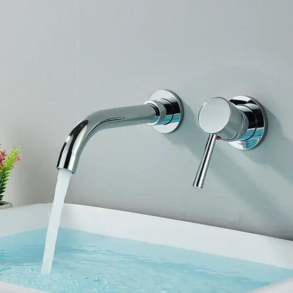 Modern brushed gold & black wall mounted basin faucet bathroom mixer