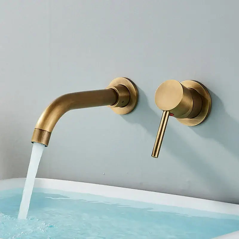 Modern brushed gold & black wall mounted basin faucet bathroom mixer