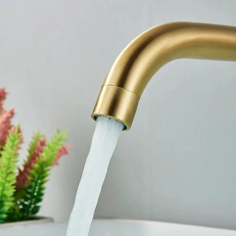 Modern brushed gold & black wall mounted basin faucet bathroom mixer