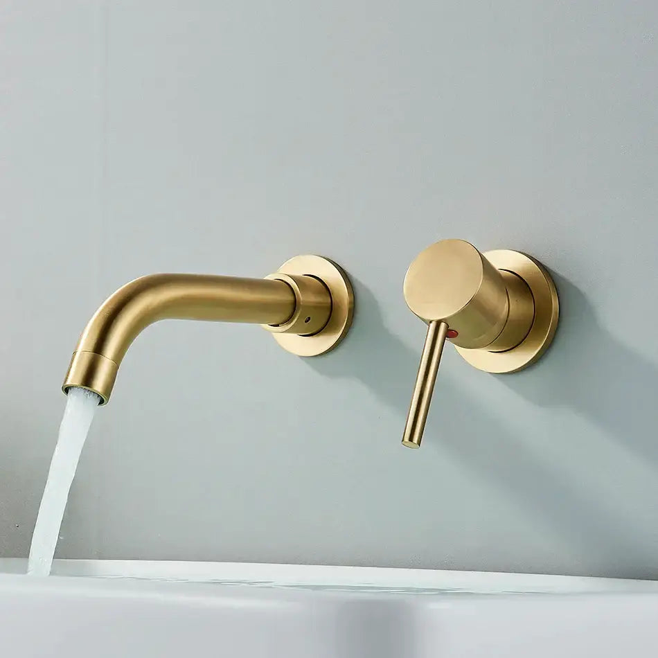 Modern brushed gold & black wall mounted basin faucet bathroom mixer