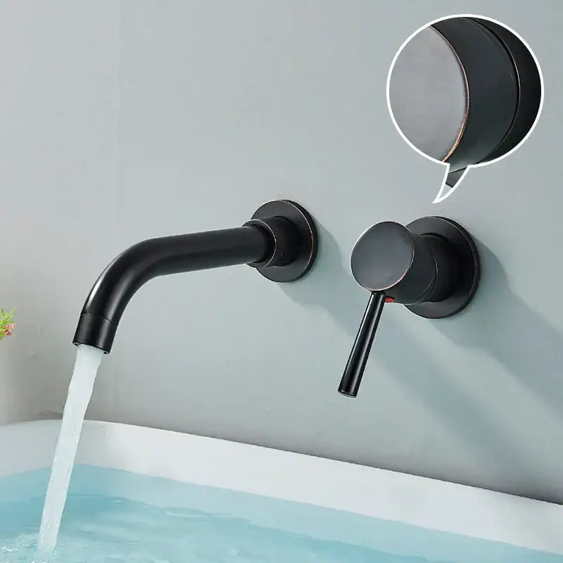 Modern brushed gold & black wall mounted basin faucet bathroom mixer