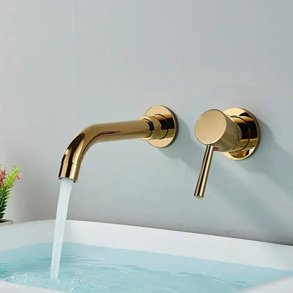 Modern brushed gold & black wall mounted basin faucet bathroom mixer