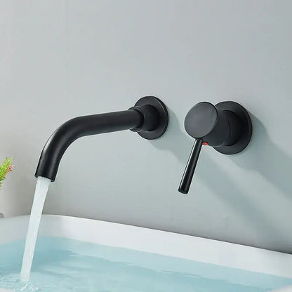 Modern brushed gold & black wall mounted basin faucet bathroom mixer