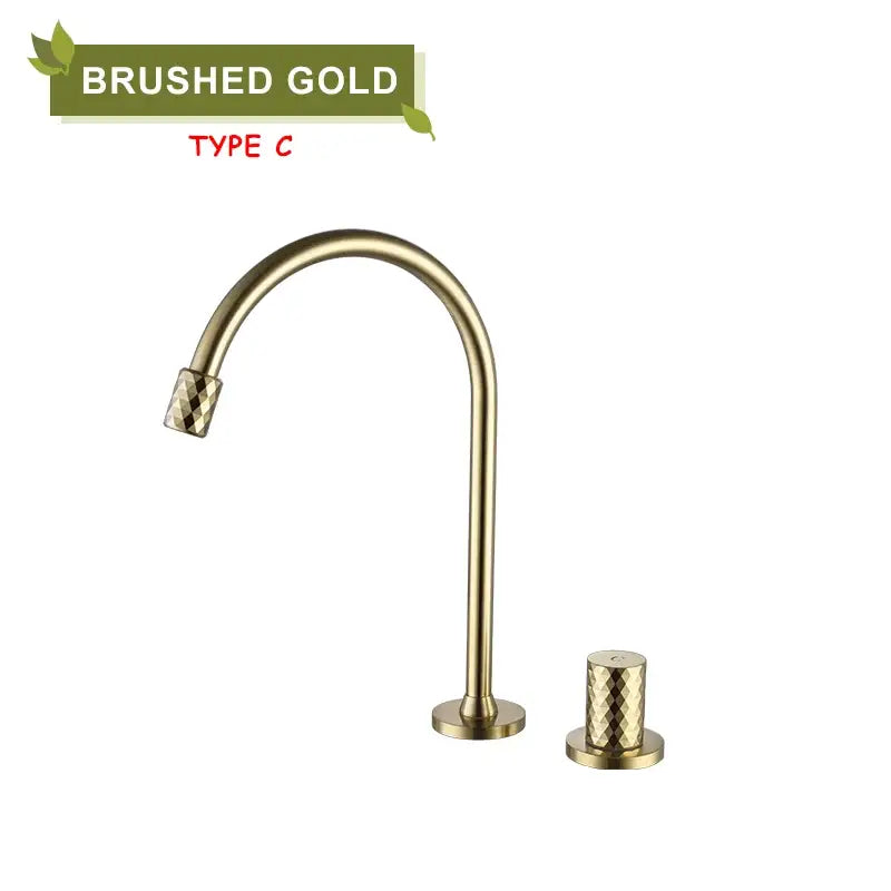 Modern brushed gold brass basin faucet kitchen mixer tap