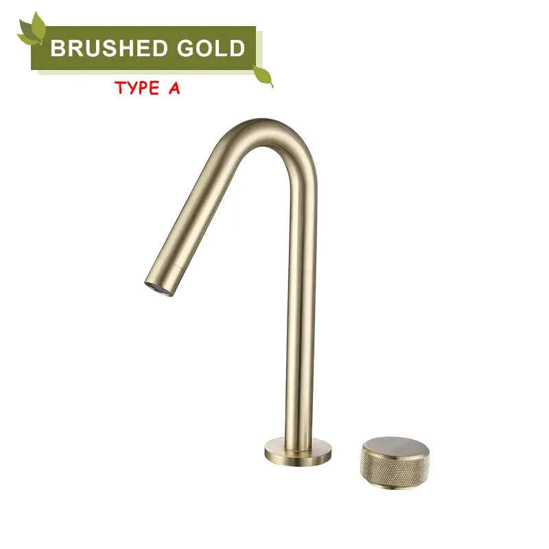 Modern brushed gold brass basin faucet kitchen mixer tap