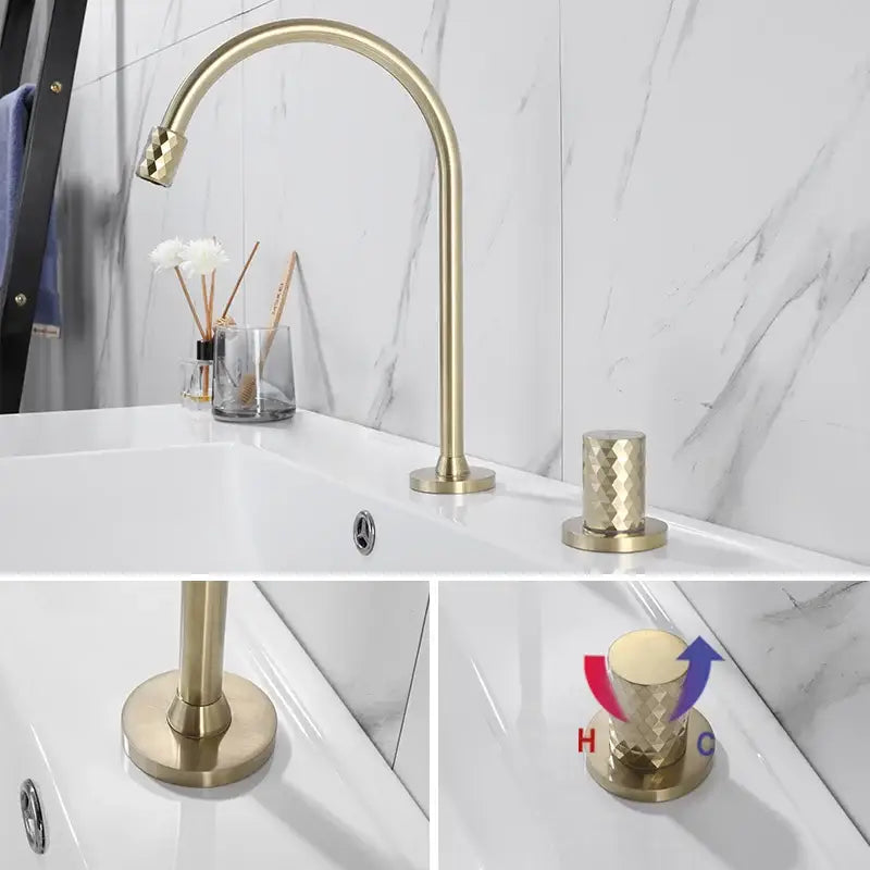Modern brushed gold brass basin faucet kitchen mixer tap