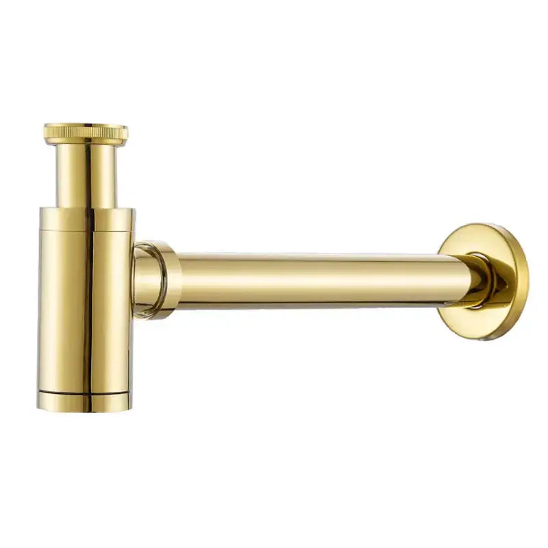 Modern brushed gold brass basin p-trap bathroom sink drain
