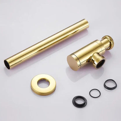 Modern brushed gold brass basin p-trap bathroom sink drain