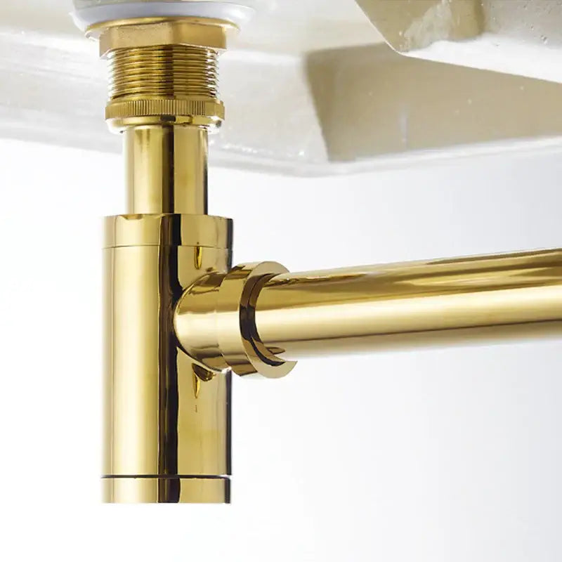 Modern brushed gold brass basin p-trap bathroom sink drain