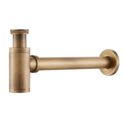 Modern brushed gold brass basin p-trap bathroom sink drain