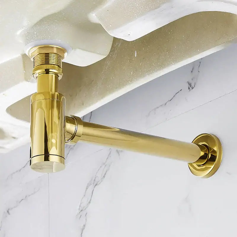 Modern brushed gold brass basin p-trap bathroom sink drain
