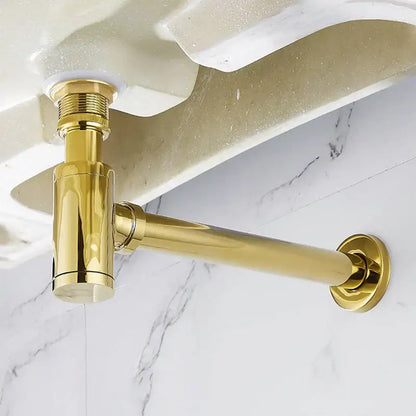 Modern brushed gold brass basin p-trap bathroom sink drain