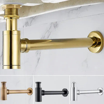 Modern brushed gold brass basin p-trap bathroom sink drain