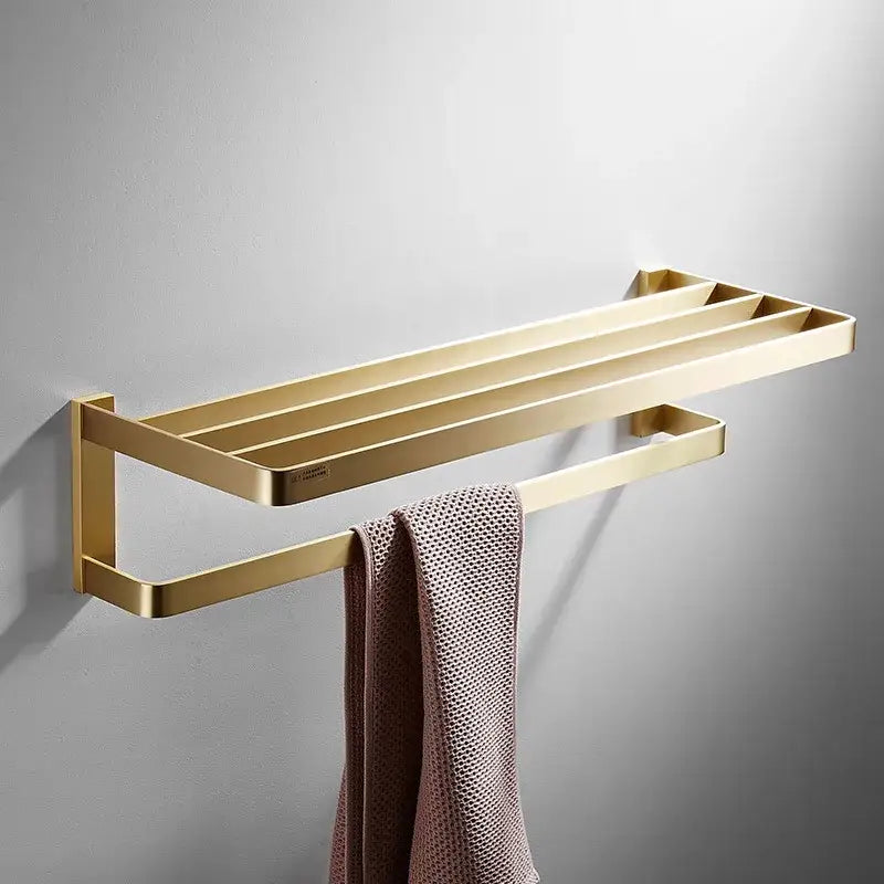 Modern brushed gold brass bath hardware set bathroom towel rack