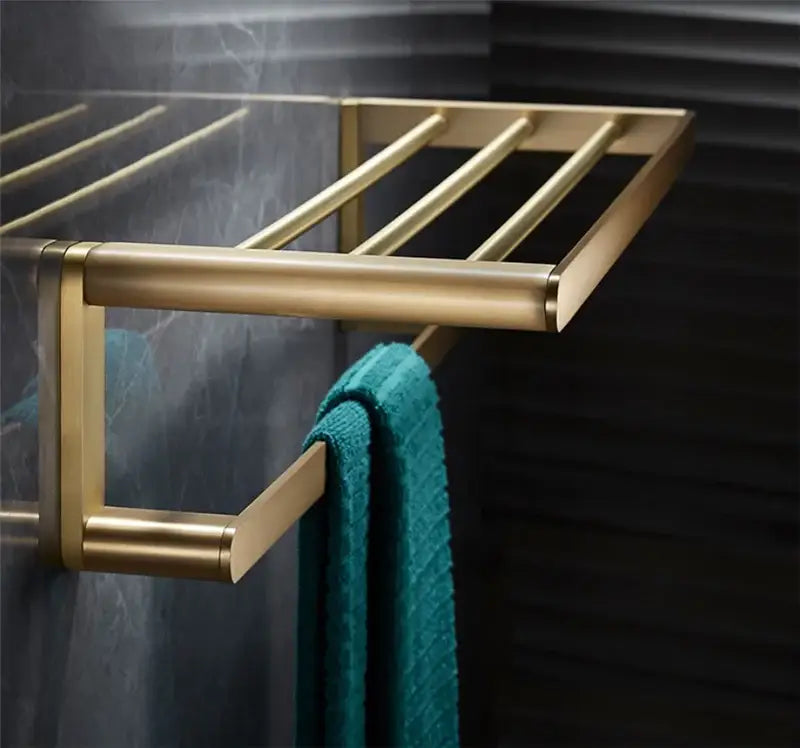 Modern brushed gold brass bath hardware set bathroom towel rack