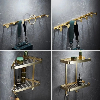 Modern brushed gold brass bath hardware set bathroom towel rack