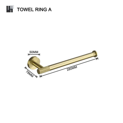 Modern brushed gold brass bathroom accessories set for bathroom