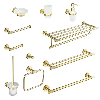 Modern brushed gold brass bathroom accessories set for bathroom