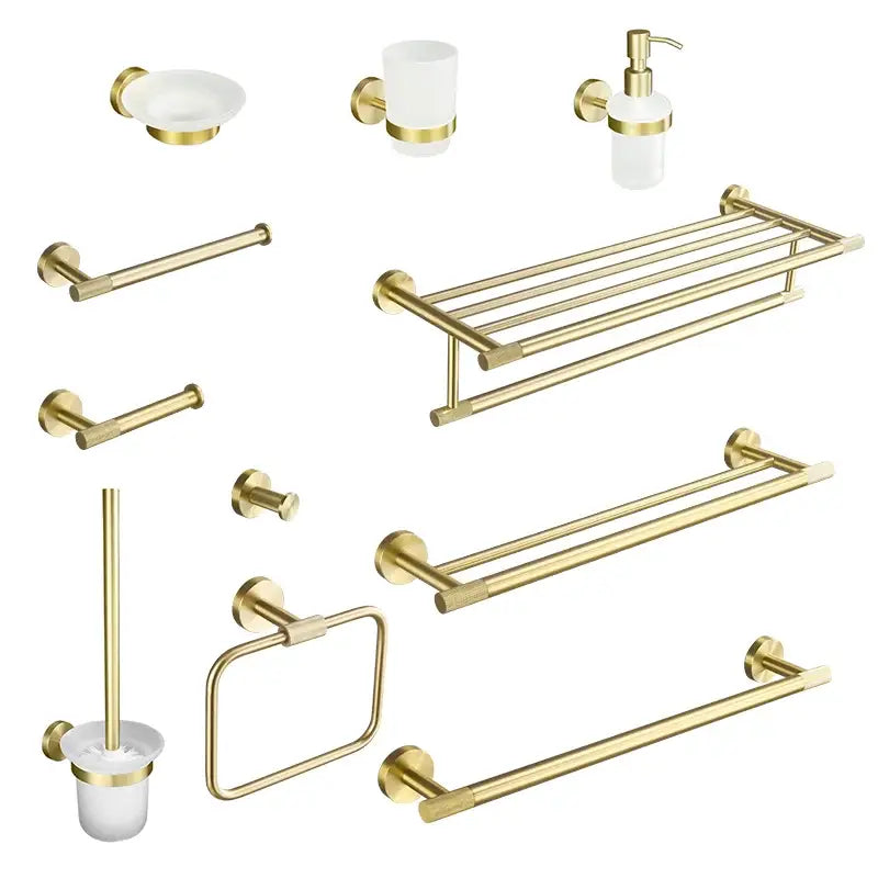 Modern brushed gold brass bathroom accessories set for bathroom