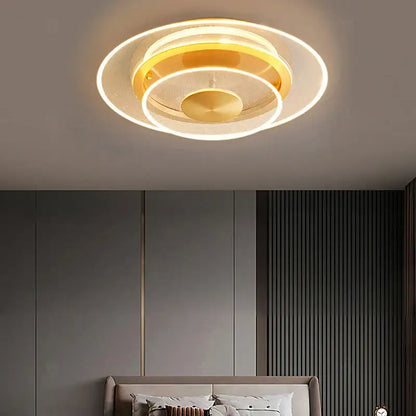 Modern brushed gold double layer 60cm led ceiling light living room