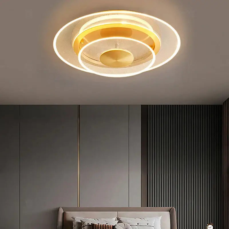 Modern brushed gold double layer 60cm led ceiling light living room