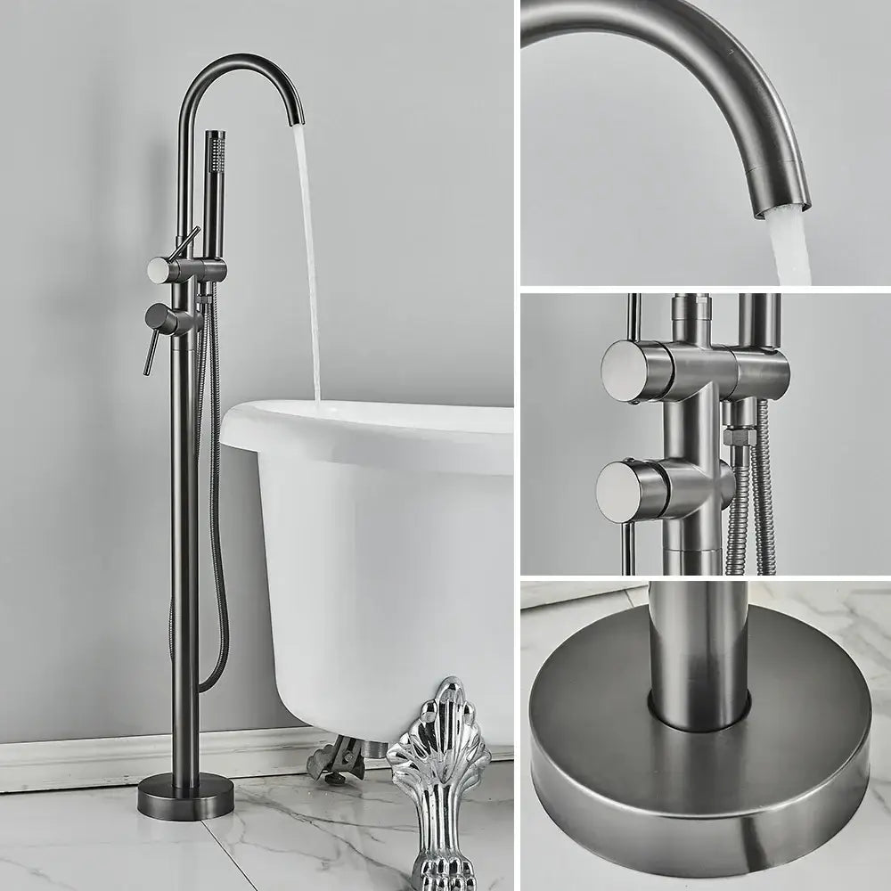 Modern brushed gold freestanding bathtub faucet bathroom handshower