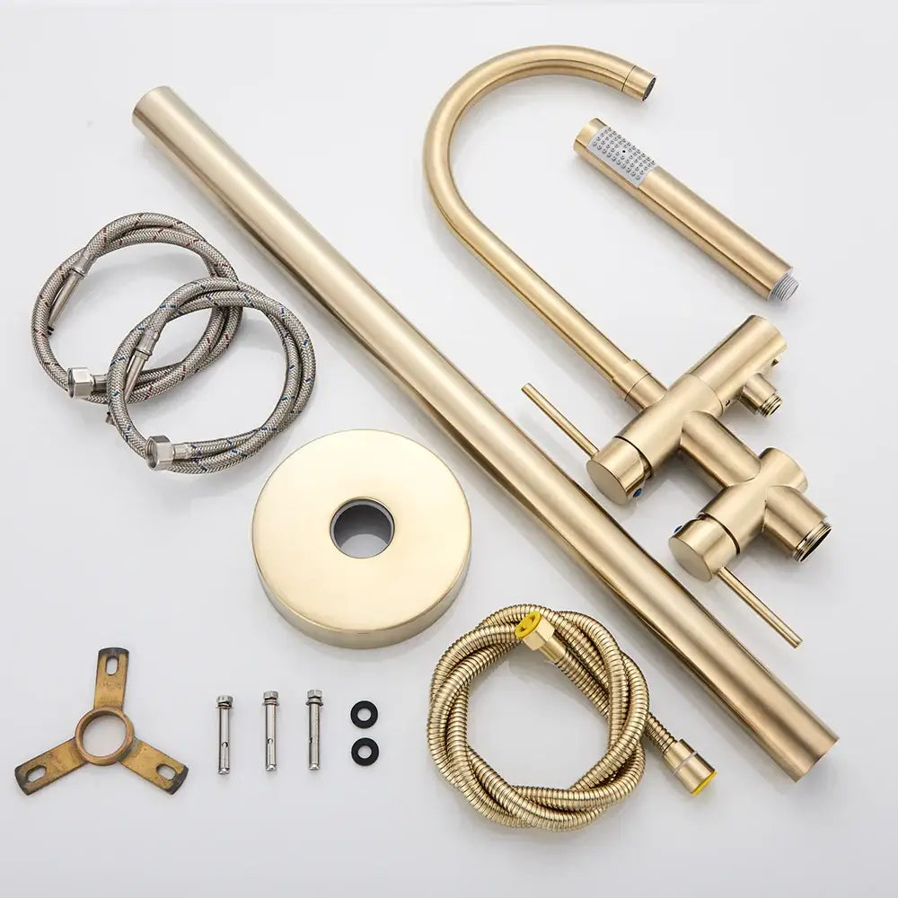 Modern brushed gold freestanding bathtub faucet bathroom handshower