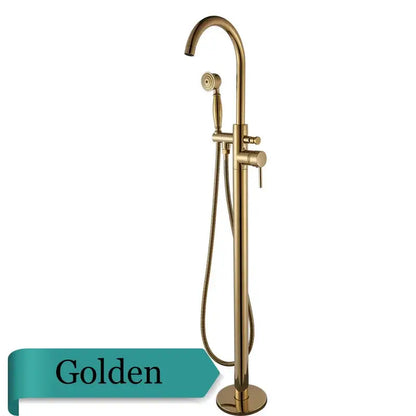 Modern brushed gold freestanding bathtub faucet bathroom handshower