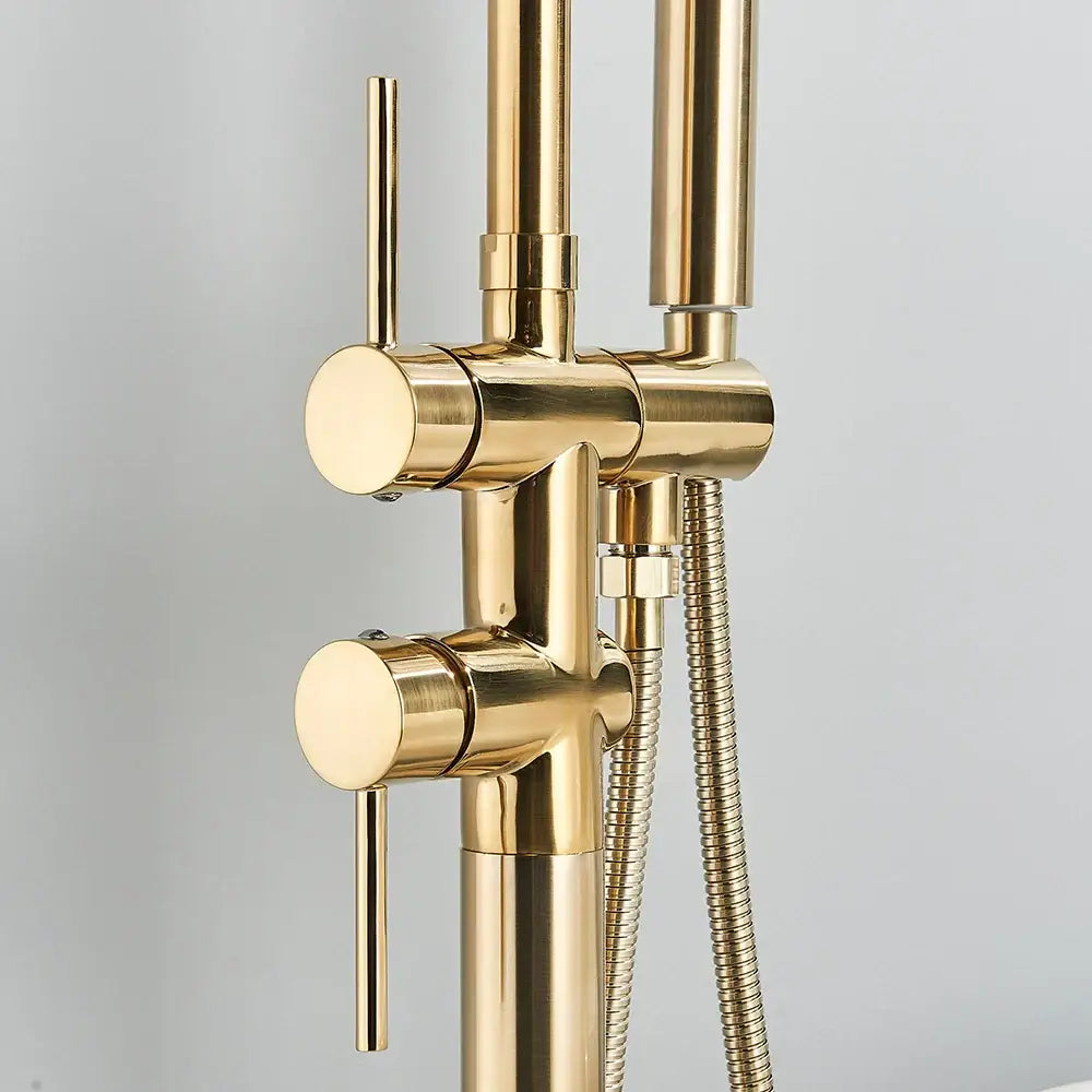 Modern brushed gold freestanding bathtub faucet bathroom handshower