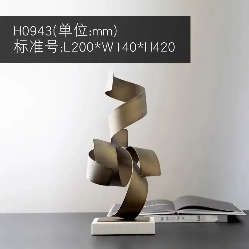 Modern brushed gold geometric wrought iron sculpture living room decor