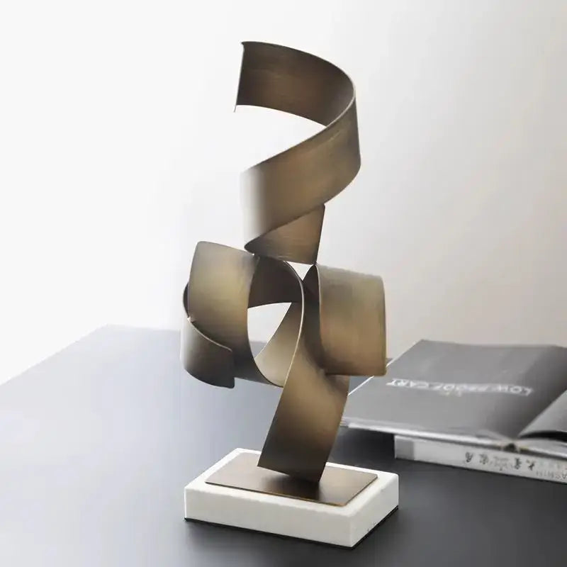 Modern brushed gold geometric wrought iron sculpture living room decor
