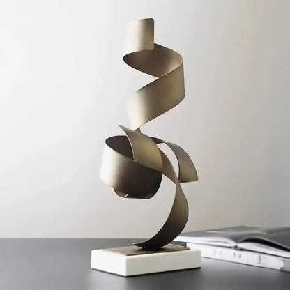 Modern brushed gold geometric wrought iron sculpture living room decor