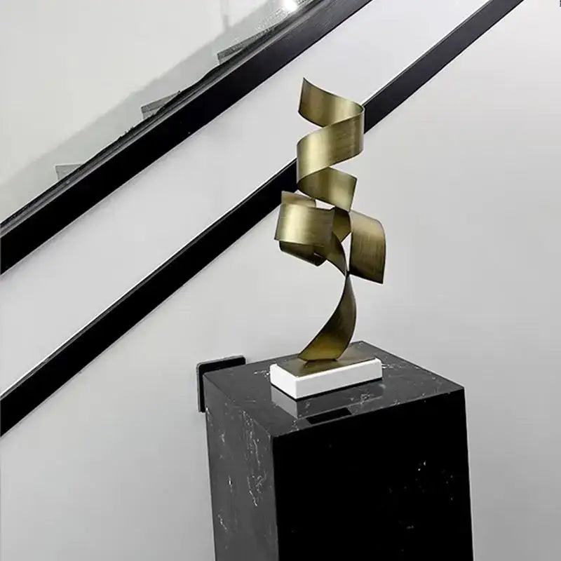 Modern brushed gold geometric wrought iron sculpture living room decor