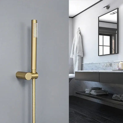 Modern brushed gold hand shower with stainless steel hose bathroom